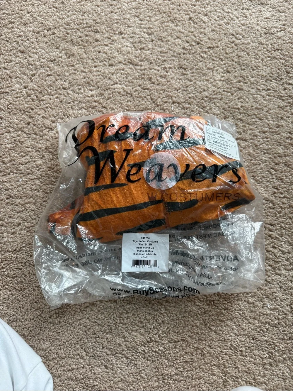 Kids Orange Tiger One-Piece Costume with Hat